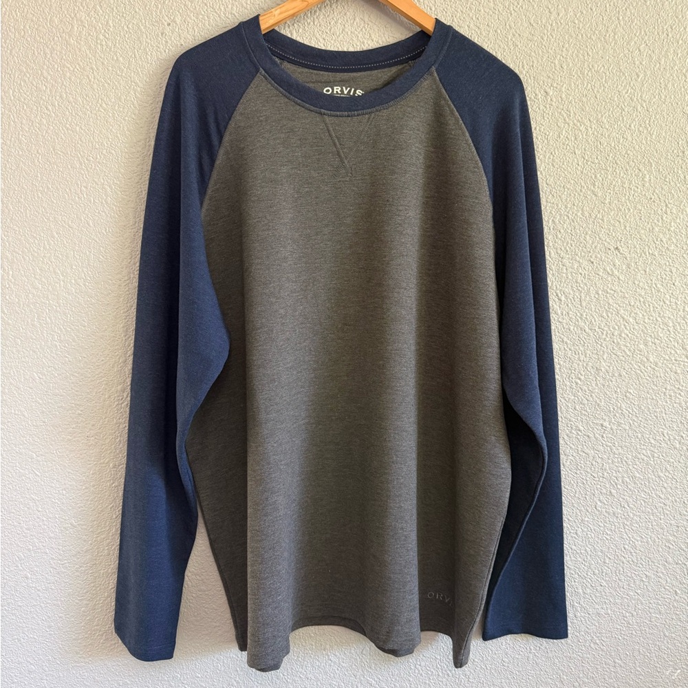 Orvis Long Sleeve‎ Shirt Size XL EUC Blue & Gray Crewneck
